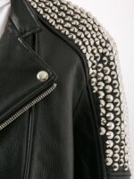 Men's Studded Double-Breasted Leather Jacket - Image 5