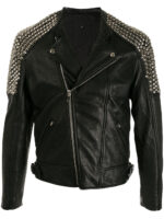 Men's Studded Double-Breasted Leather Jacket