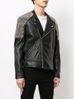 Men's Studded Double-Breasted Leather Jacket - Image 2