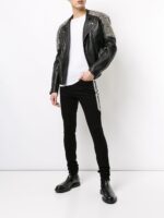 Men's Studded Double-Breasted Leather Jacket - Image 3