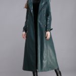 Stylish women's leather long coat