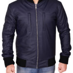 Navy Blue Varsity Leather Jacket