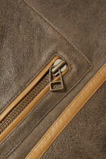 Asymmetric zip women's biker jacket with shearling lining