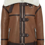 Women's Belted Brown Shearling Leather Jacket