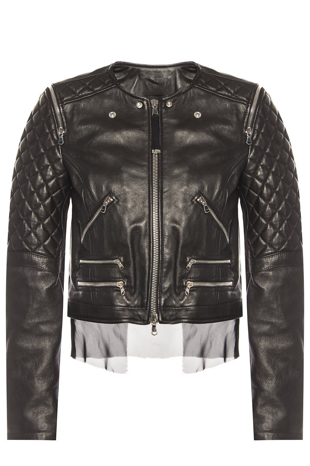 womens-black-diesel-quilted-leather-jacket Women's Black Diesel Quilted Leather Jacket - Image 1