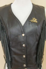 Women's Black Fringe Leather Vest - Image 2