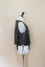 Women's Black Fringe Leather Vest - Image 5