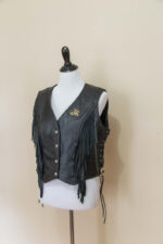 Women's Black Fringe Leather Vest - Image 3