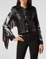 Women's Black Fringes Leather Jacket - Image 2