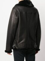 Women's Black Fur Collar Leather Jacket - Image 5