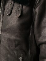 Women's Black Fur Collar Leather Jacket - Image 4