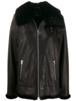 Women's Black Fur Collar Leather Jacket