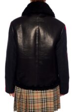 Women's Black & Red Shearling Leather jacket - Image 4