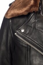 Women's Black Rigby Biker Leather Jacket - Image 5