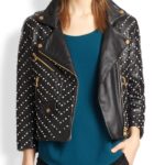 Women's Black Studded Double Zipper Jacket