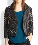 Women's Black Studded Double Zipper Jacket