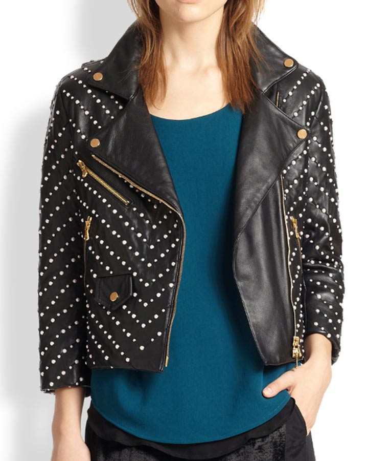 womens-black-studded-double-zipper-jacket (2) Women's Black Studded Double Zipper Jacket - Image 1