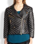 Women's Black Studded Double Zipper Jacket - Image 2