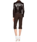 Stylish brown biker jacket with double breasted design