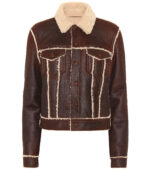 Women's Brown Shearling Lined Leather Jacket