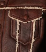 Women's Brown Shearling Lined Leather Jacket - Image 4