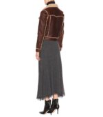 Women's Brown Shearling Lined Leather Jacket - Image 3