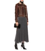 Women's Brown Shearling Lined Leather Jacket - Image 2