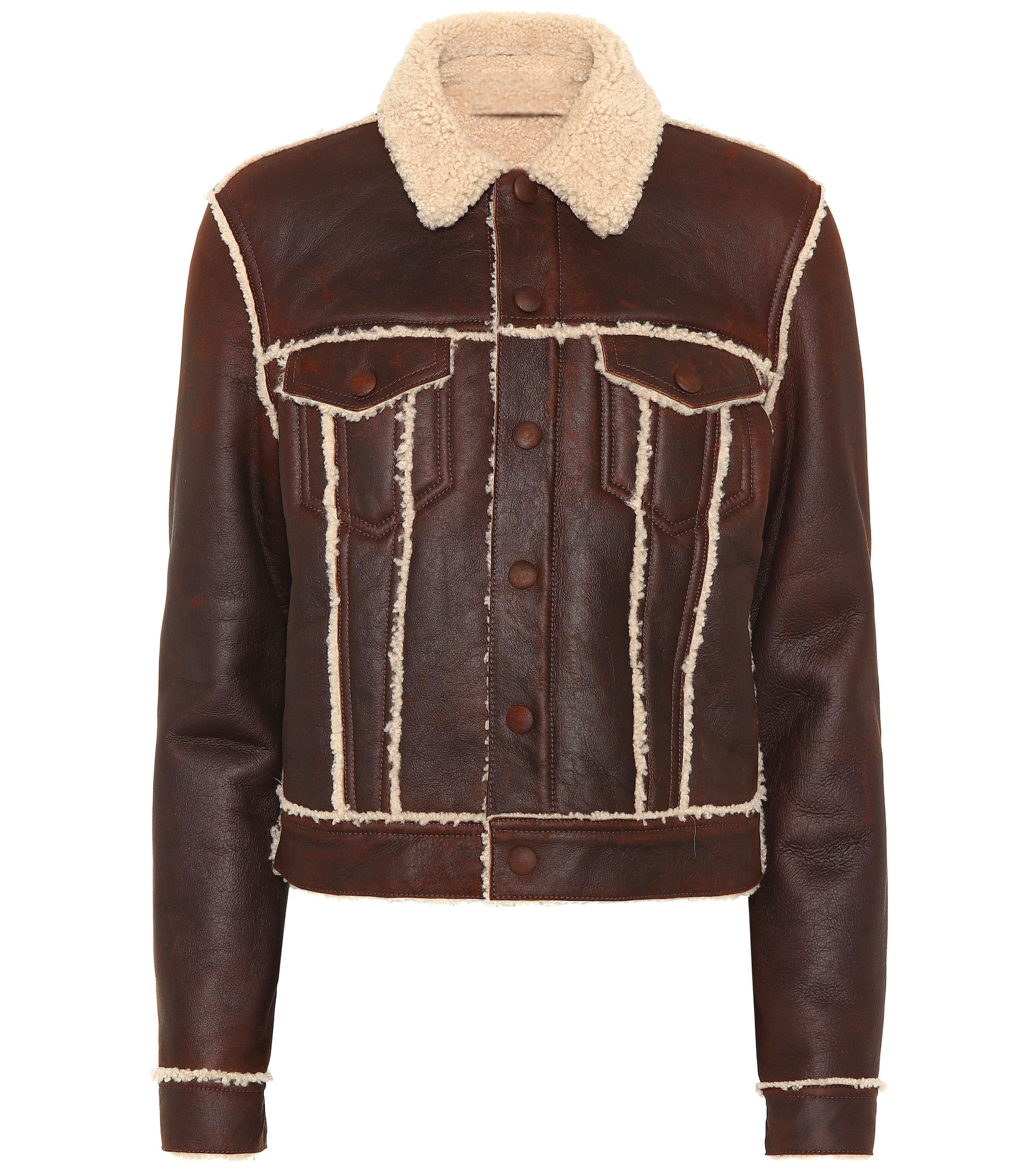 womens-brown-shearling-lined-leather-jacket Women's Brown Shearling Lined Leather Jacket - Image 1