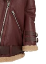 Women's Brown Velocite Shearling Leather Jacket - Image 6