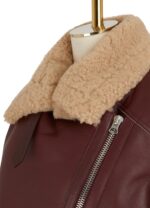 Women's Brown Velocite Shearling Leather Jacket - Image 4