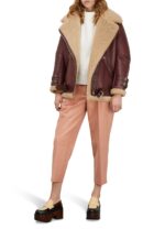 Women's Brown Velocite Shearling Leather Jacket - Image 2