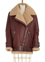 Women's Brown Velocite Shearling Leather Jacket