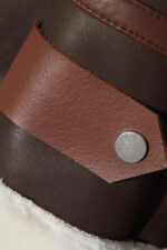 Women's Faux Shearling Trimmed Leather Jacket - Image 4