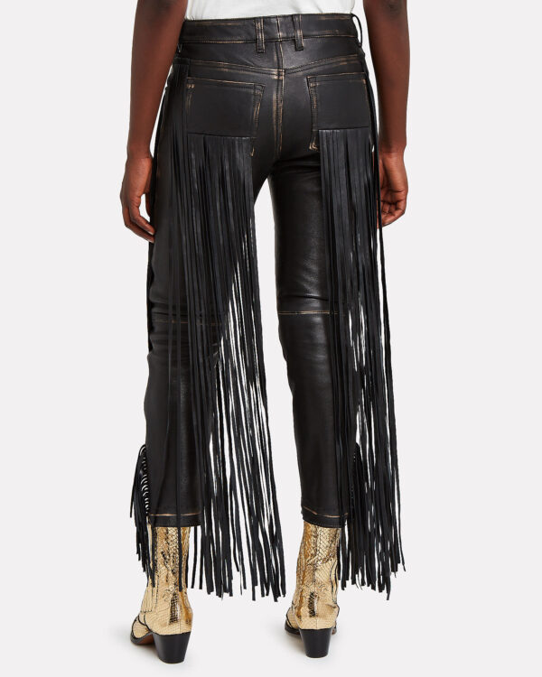 Back Fringe Trimmed Leather Pant side