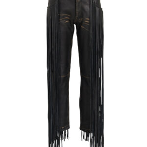 Women's Fringe Trimmed Leather Pant