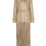 Women's Fringed Hem Leather Trench Coat