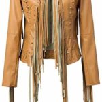 Women's fringed tassel faux leather motorcycle jacket