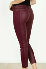Women’s Maroon Leather Pant back