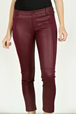 Women’s Maroon Leather Pant