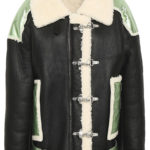 Women's Metallic Leather Trimmed Shearling Coat