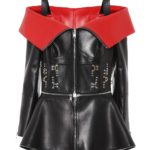 Women's Peplum Style Black Embellished Leather Jacket