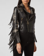 Women's Studded Cowboy Jacket Leather Fringe - Image 3
