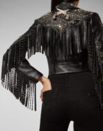 Women's Studded Cowboy Jacket Leather Fringe - Image 5
