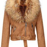 Women's jacket with removable fur collar for versatile look