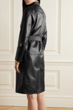 Women's Belted Leather Coat - Image 4