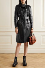 Women's Belted Leather Coat - Image 2