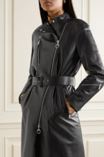 Women's Belted Leather Coat - Image 3