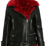 Black Faux Leather Fur Lined Coat