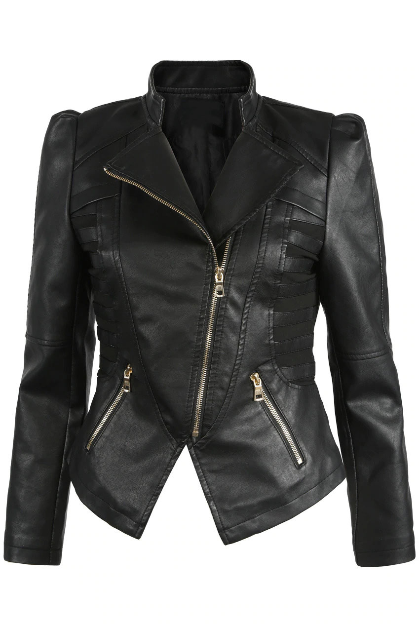 black-faux-leather-paneled-biker-jacket (3) Black Faux Leather Paneled Biker Jacket - Image 1