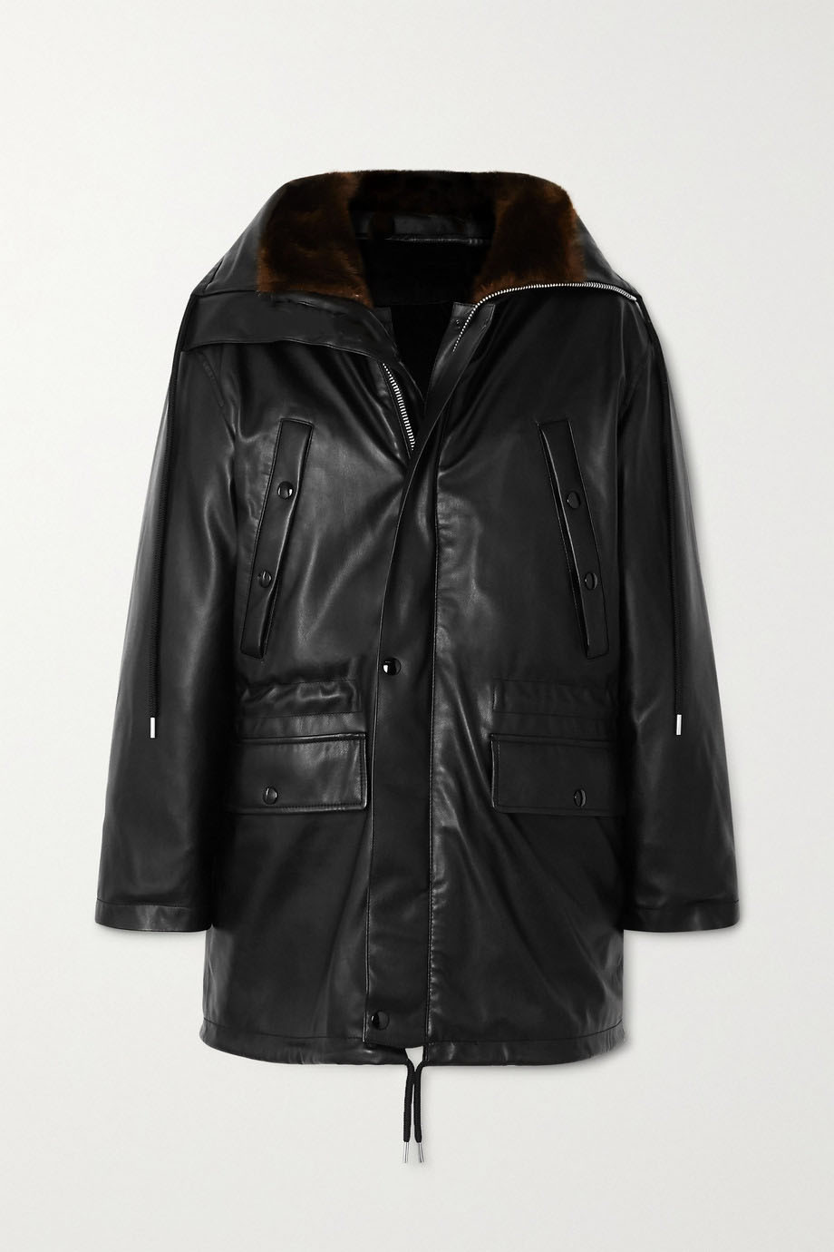 hooded-faux-fur-trimmed-faux-leather-down-jacket (3) Hooded Faux Fur Trimmed Faux Leather Down Coat - Image 1